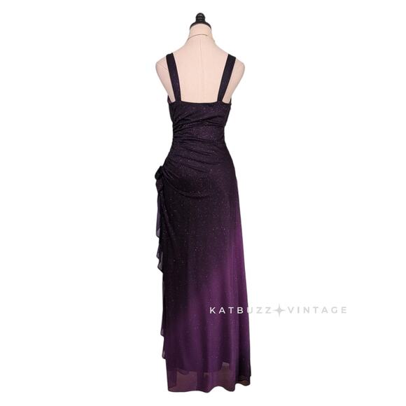 Vintage Nites Prom Dress Maxi Gown 6 Purple Y2K Fairy Goth Ombre Whimsigoth Bow - Picture 2 of 13